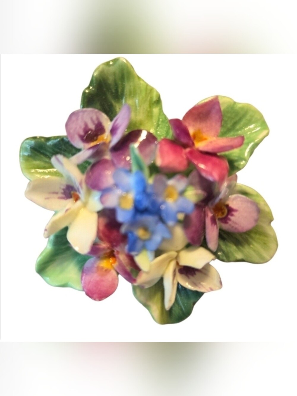 Vintage Crown Staffordshire England Bone China Floral Brooch Pin Flowers